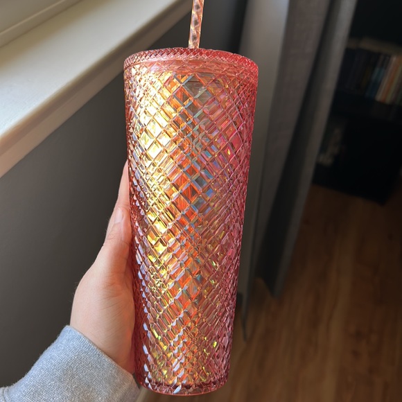 rosy pink jeweled starbucks cold cup💓🧡. - Picture 2 of 2